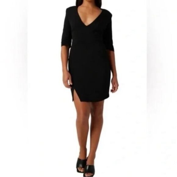 NWT Lita by Ciara Womens Black V-Neck Sculptural Mini Dress S SMALL - Picture 1 of 6